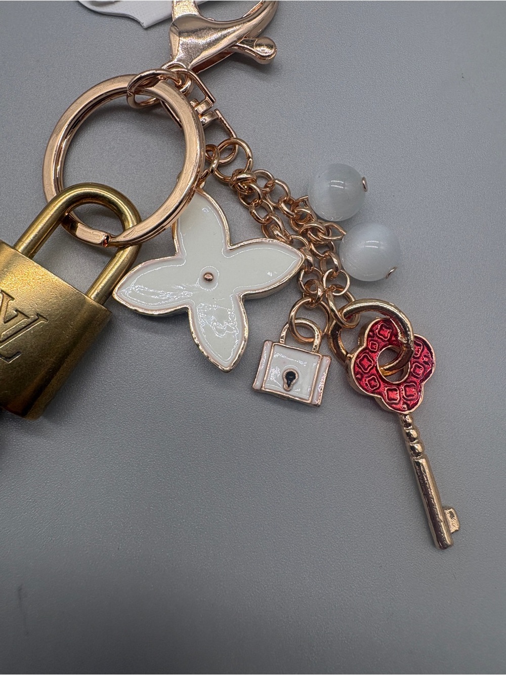 Authentic Louis Vuitton Padlock & Key on Unbranded Decorative Bag Charm